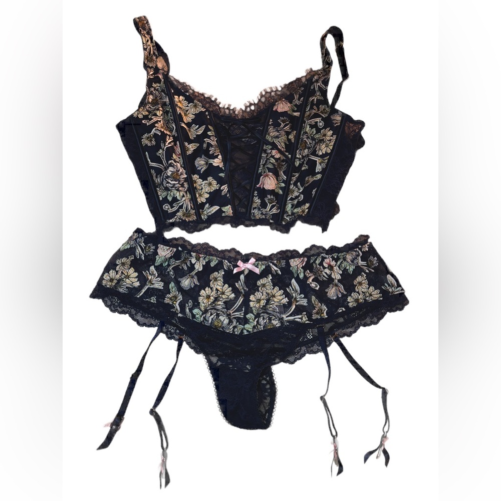 victoria’s secret dream angels corset top matching thong set